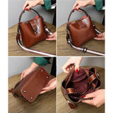 Sac seau femme en cuir ciré 4 images