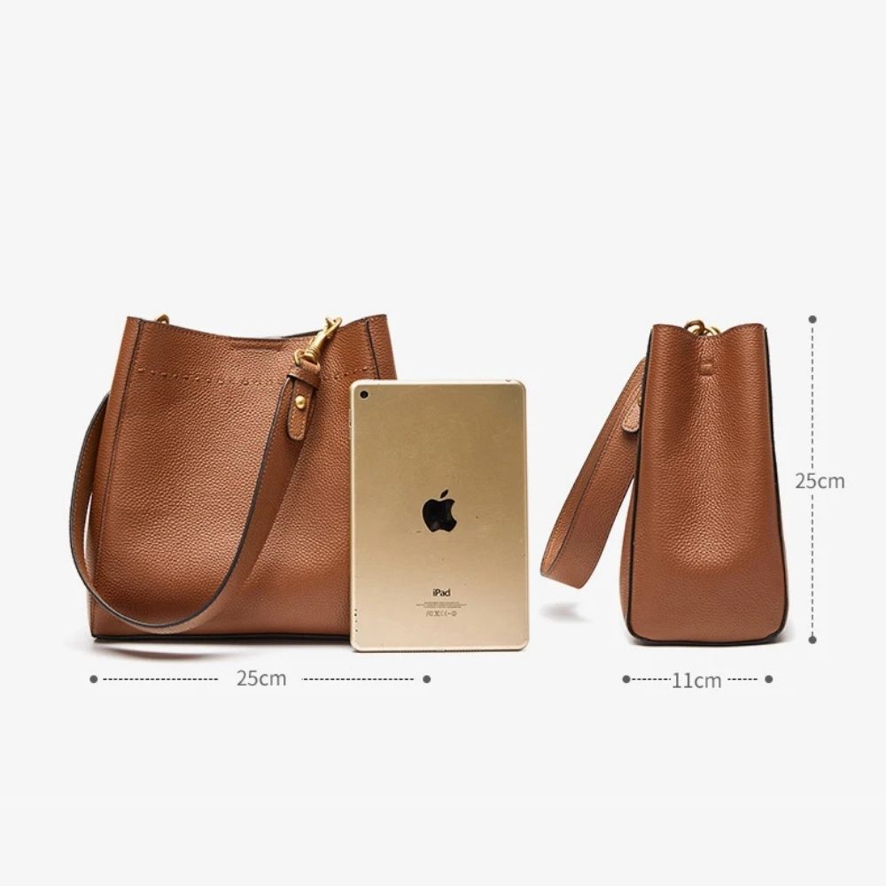 Sac seau femme en cuir de vachette dimensions