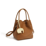 Sac seau femme en cuir véritable marron