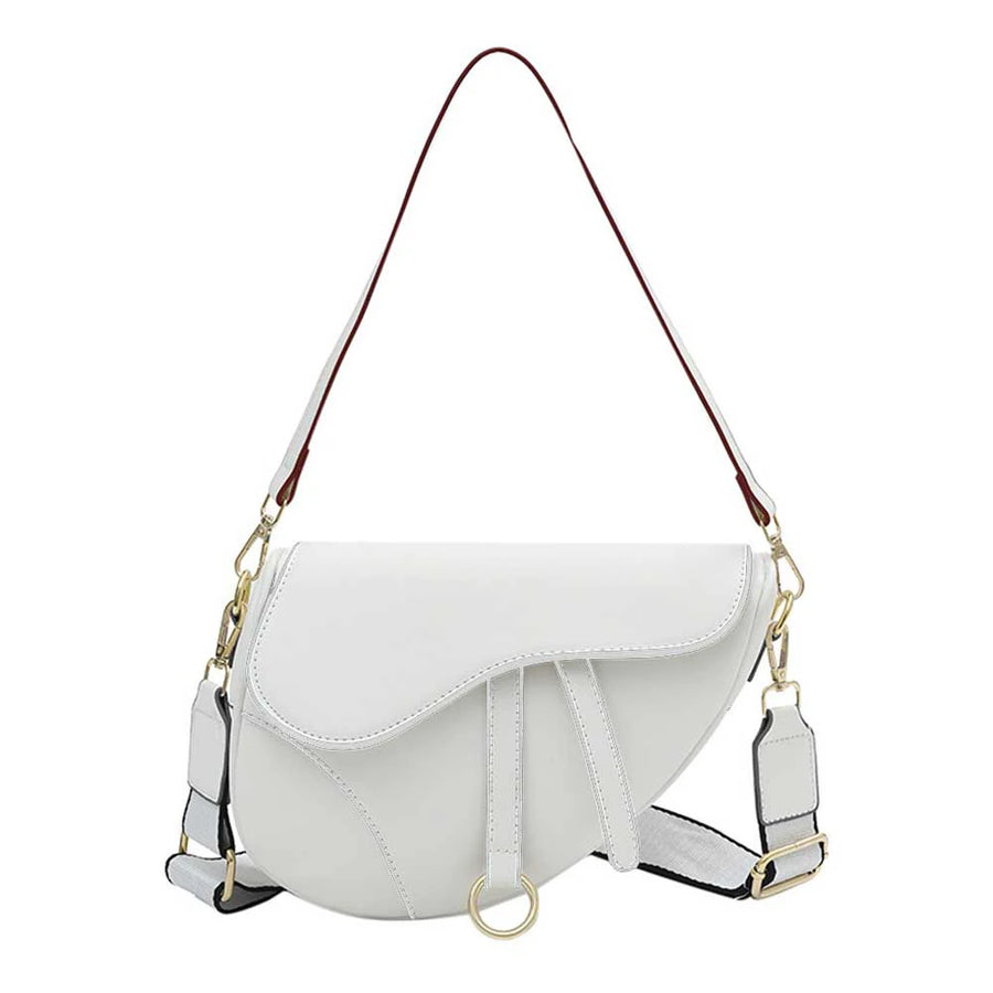 sac à main selle de cheval en cuir blanc