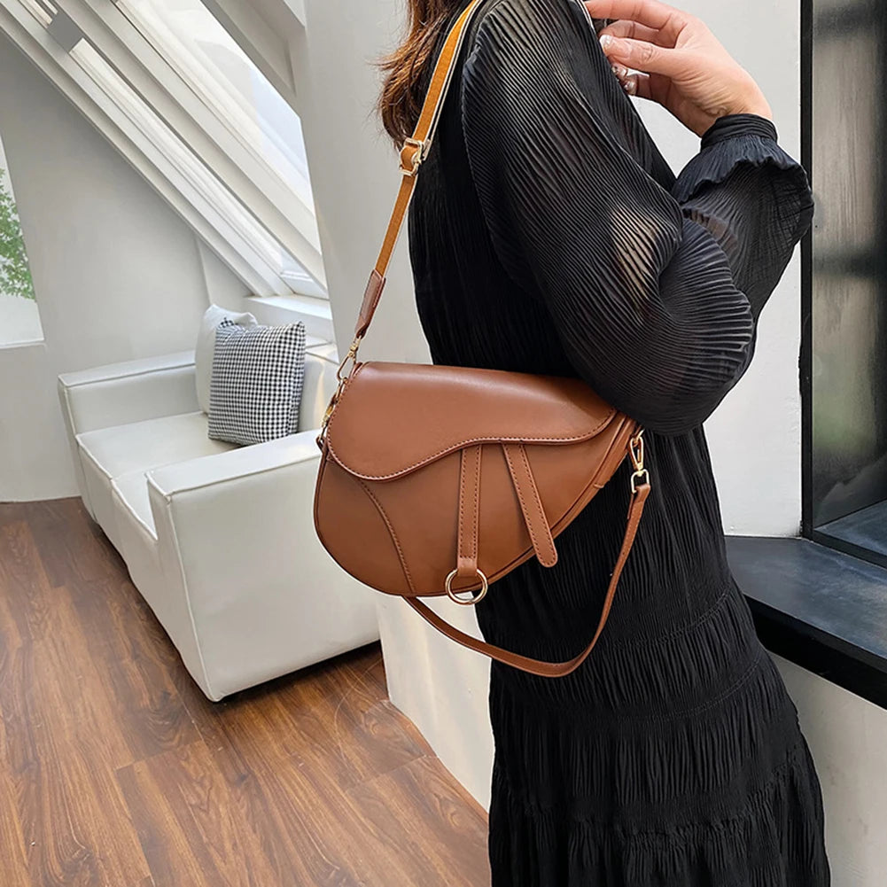 sac à main selle de cheval en cuir marron pour femme