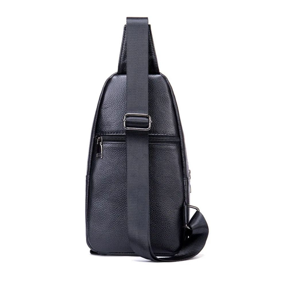 Sacoche bandoulière homme cuir noir arrière