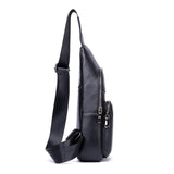 Sacoche bandoulière homme cuir noir de côté