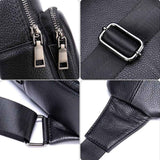 Sacoche bandoulière homme cuir noir détails