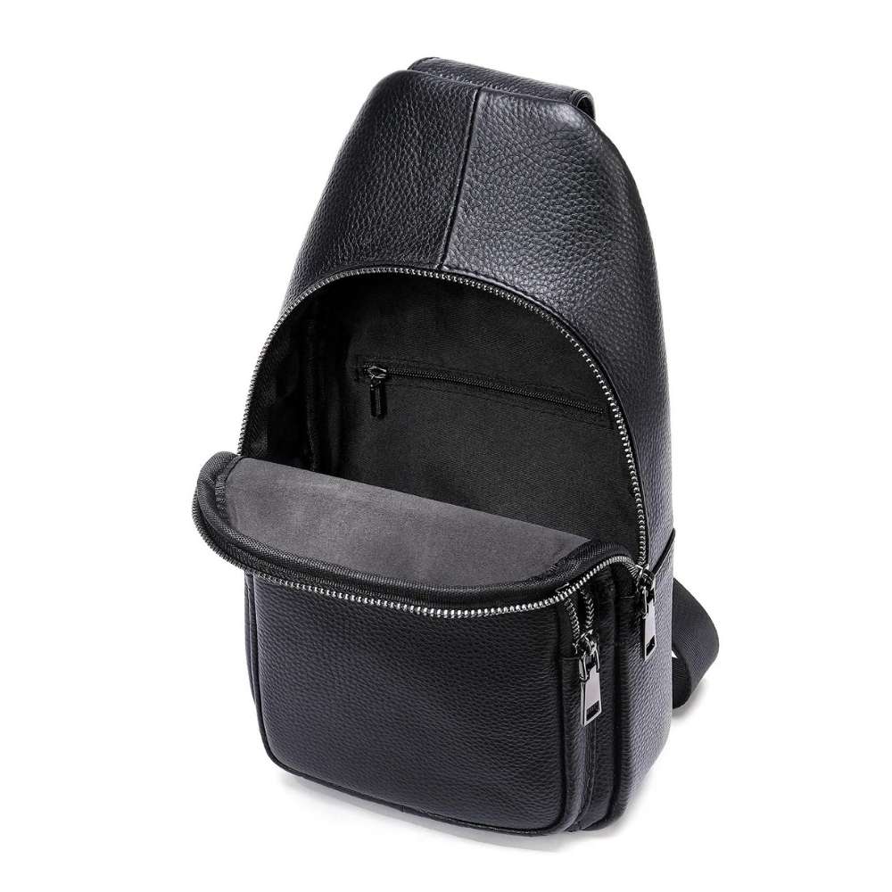 Sacoche bandoulière homme cuir noir intérieur