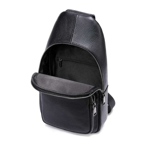 Sacoche bandoulière homme cuir noir intérieur