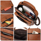 Sacoche bandoulière homme en cuir véritable compartiments