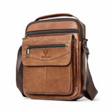 Sacoche bandoulière homme en cuir véritable marron