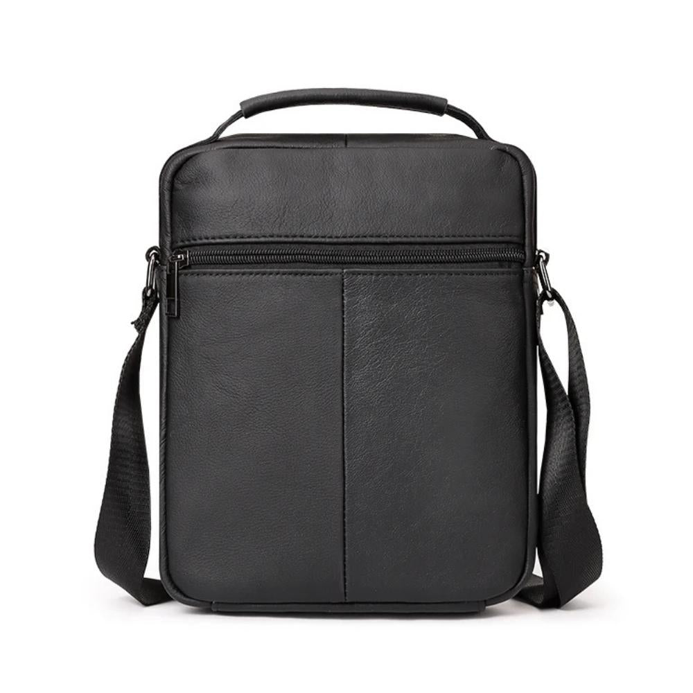 Sacoche bandoulière homme en cuir véritable noir arrière
