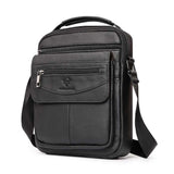 Sacoche bandoulière homme en cuir véritable noir