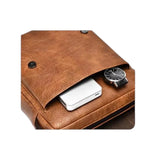 Sacoche en cuir style rétro camel, poche avant