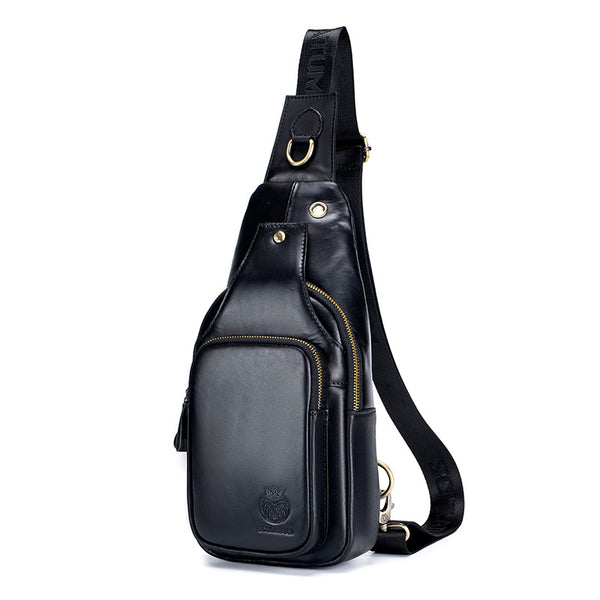 Sacoche en cuir véritable noir