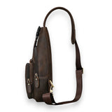 Sacoche en cuir de vache pour homme marron foncé de côté