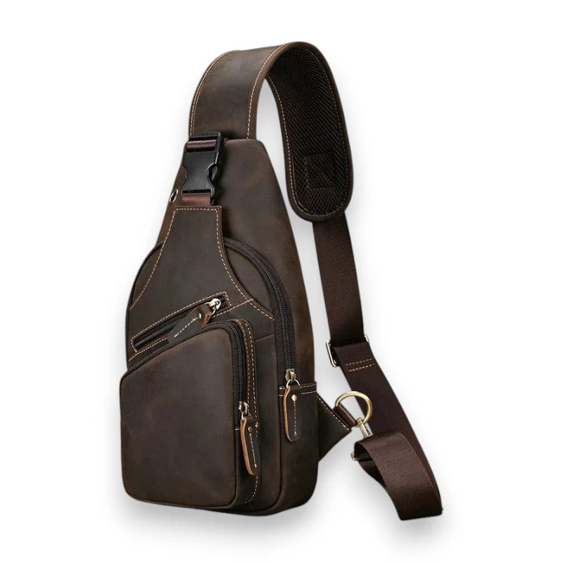 Sacoche en cuir de vache pour homme marron foncé