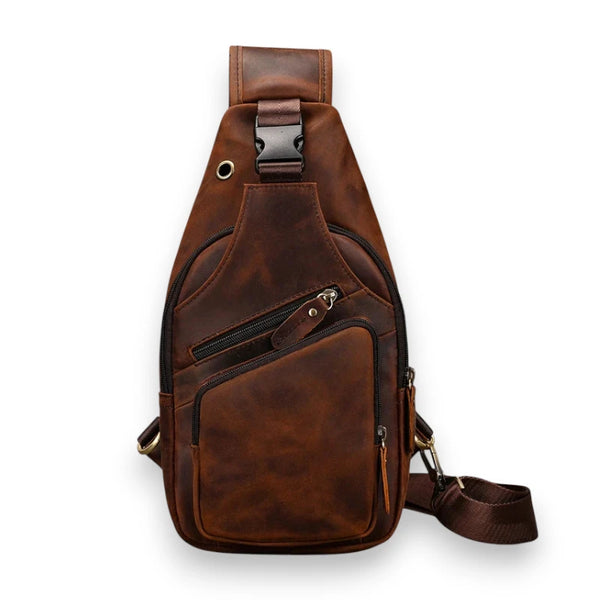 Sacoche en cuir de vache pour homme marron