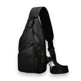 Sacoche en cuir de vache pour homme noire de trois quarts
