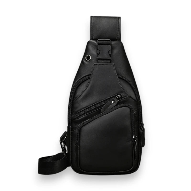 Sacoche en cuir de vache pour homme noire
