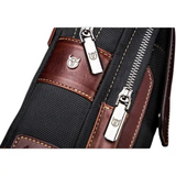 Sacoche homme cuir et tissu marron fermeture