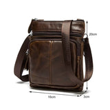 Sacoche homme en cuir véritable de couleur marron, dimensions