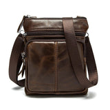 Sacoche homme en cuir véritable de couleur marron, vue de face