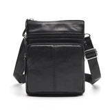 Sacoche homme en cuir véritable de couleur noire, vue de face