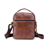 Vue arrière de la sacoche homme en cuir véritable marron