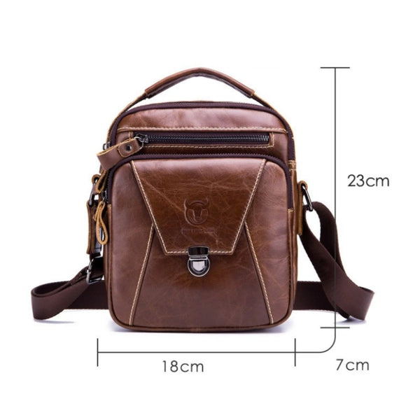 Sacoche homme en cuir véritable avec dimensions 18 (L) x 7 (P) x 23 (H) cm