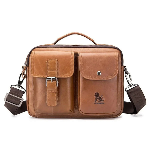 Sacoche homme cuir véritable au style vintage de couleur camel
