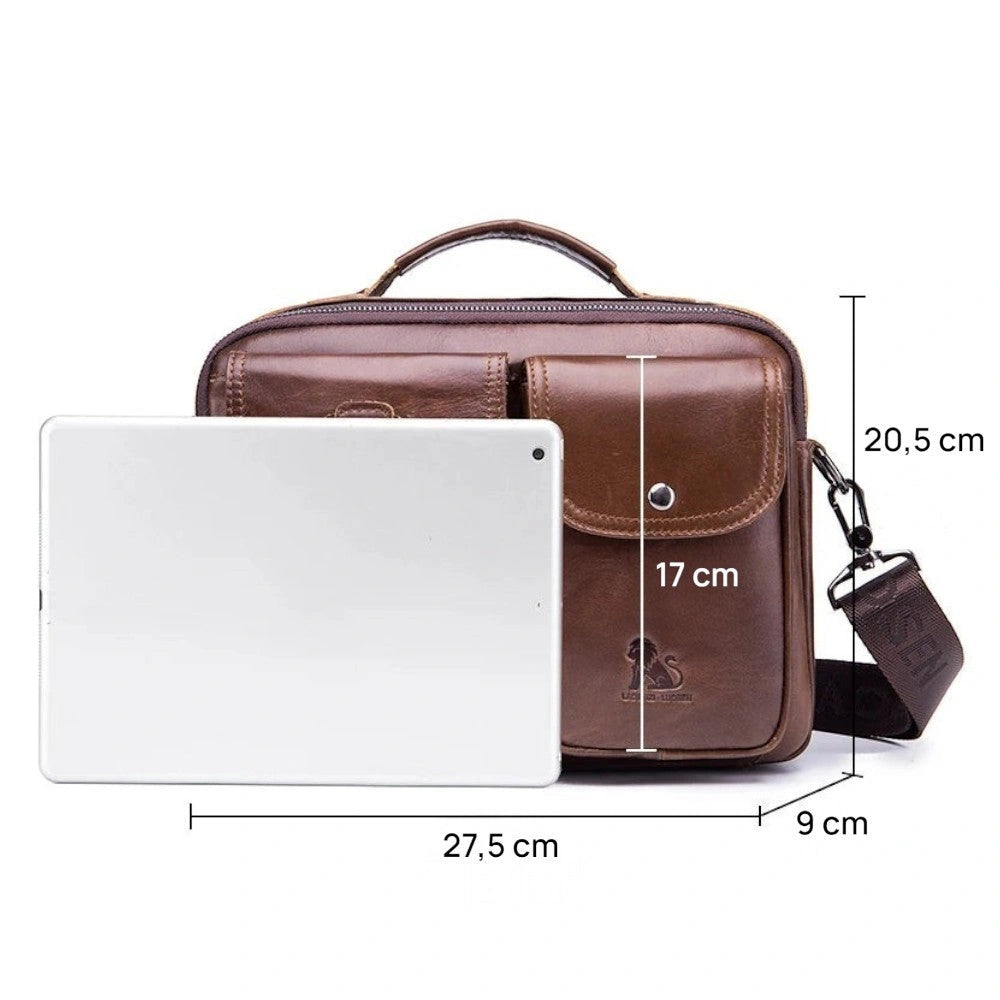 Sacoche homme cuir véritable au style vintage, dimensions