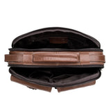 Sacoche homme cuir véritable au style vintage, vue intérieure des compartiments principaux