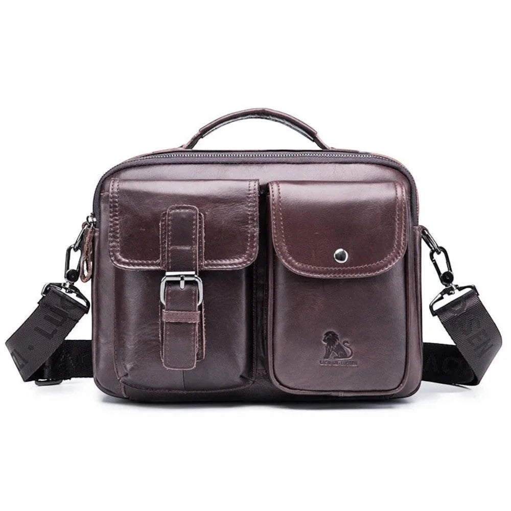 Sacoche homme cuir véritable au style vintage de couleur marron foncé