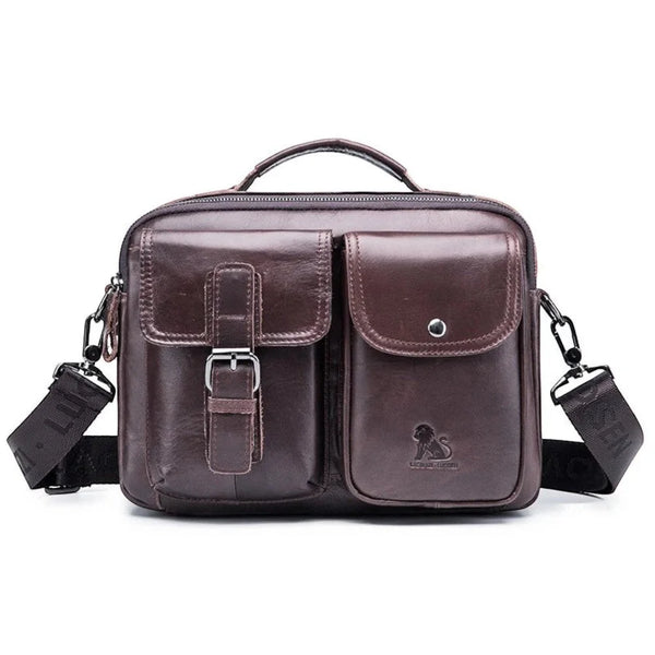 Sacoche homme cuir véritable au style vintage de couleur marron foncé