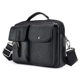 Sacoche homme cuir véritable au style vintage de couleur noire, vue de trois quarts