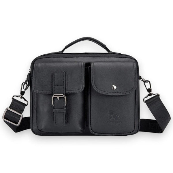 Sac bandoulière Le Sac Bandoulière pour homme en cuir noir véritable avec poches frontales et fermeture éclair
