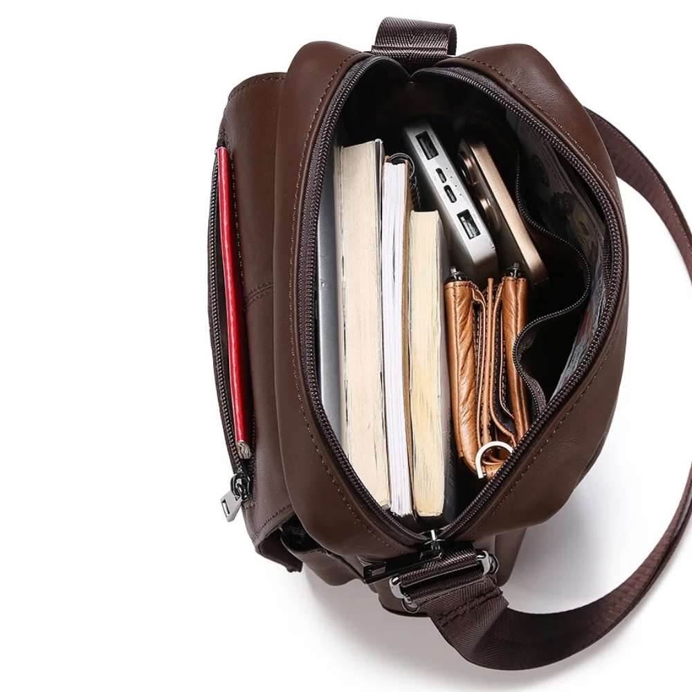 Sacoche homme en cuir authentique intérieur