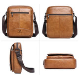 Sacoche homme en cuir authentique marron 4 images