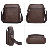Sacoche homme en cuir authentique marron foncé 4 images