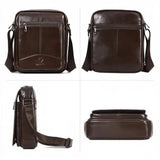 Sacoche homme en cuir authentique marron foncé 4 images