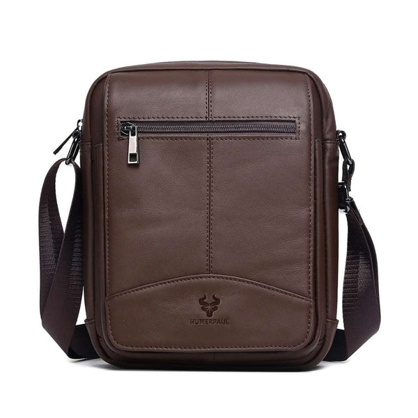 Sacoche homme en cuir authentique marron foncé