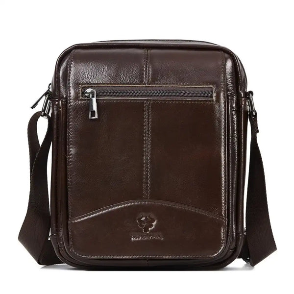 Sacoche homme en cuir authentique marron foncé