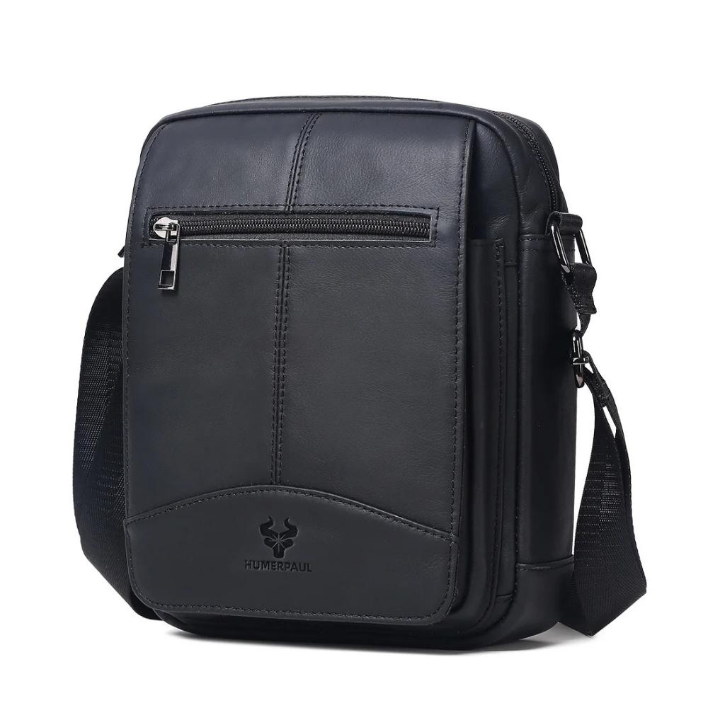 Sacoche homme en cuir authentique noir