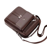 Sacoche homme en simili cuir marron à plat