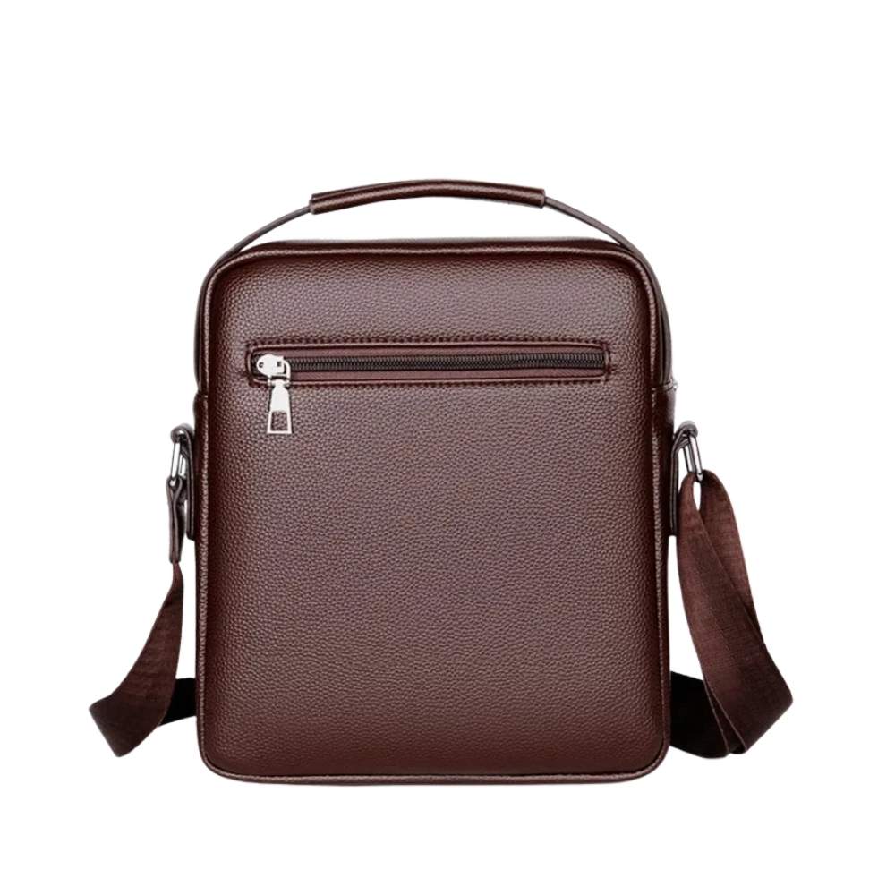 Sacoche homme en simili cuir marron arrière