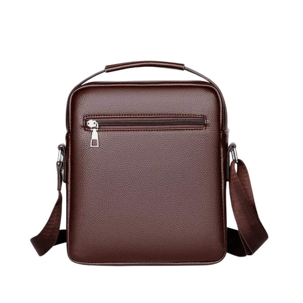 Sacoche homme en simili cuir marron arrière
