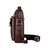 Sacoche homme en simili cuir marron de côté