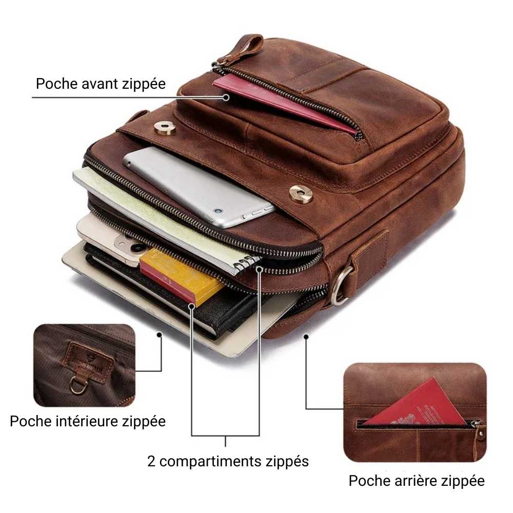 Sacoche homme grand format en cuir