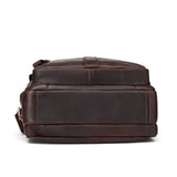 sacoche homme grand format en cuir marron foncé, vue de dessous