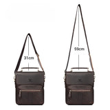 sacoche homme grand format en cuir marron foncé, dimensions bandoulière