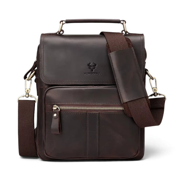 sacoche homme grand format en cuir marron foncé