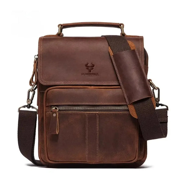 sacoche homme grand format en cuir marron